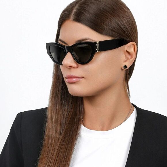 NEW Saint Laurent SLM94 001 Black Grey Cat Eye Women Sunglasses main image 5